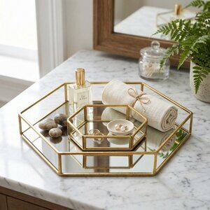 Kate and Laurel Felicia Modern Glam 2-Piece Nesting Metal Trays